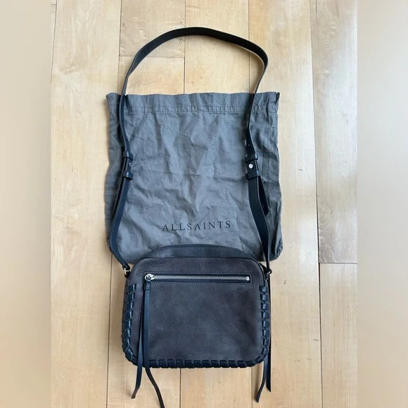 All Saints Kepi gray leather crossbody with whip stitch details - Picture 2 of 8